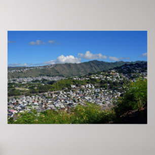 Scenisk syn på grannskapet Honolulu Hawaii Poster