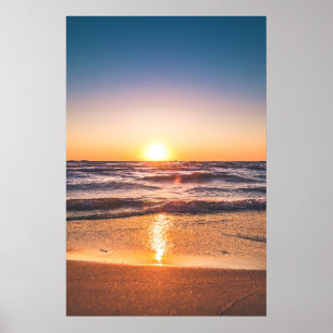 Scenisk syn på hav under solnedgång poster