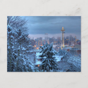 Scenisk syn på Snowy Seattle Helg Vykort