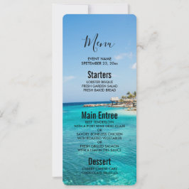 Scenisk tropisk strand med Thatched Huts Bröllop Inbjudningar