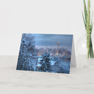 Scenisk vy över Snowy Seattle Helgkort