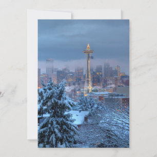Scenisk vy över Snowy Seattle Julkort