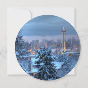 Scenisk vy över Snowy Seattle Julkort