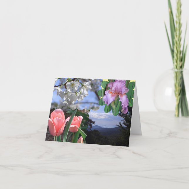 Sceniskt Blommigt Collage Kort (Framsida)