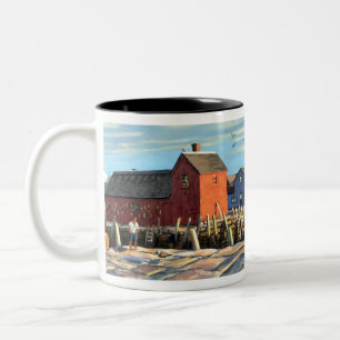 Sceniskt motif #1 Rockport Fishing Shack Två-Tonad Mugg