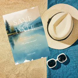 Sceniskt vattenfärga Gräs träd Lakeside Spara datu Inbjudningar