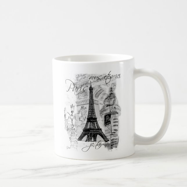 Scenkollet för Eiffel-Fransk i Paris Kaffemugg (Höger)