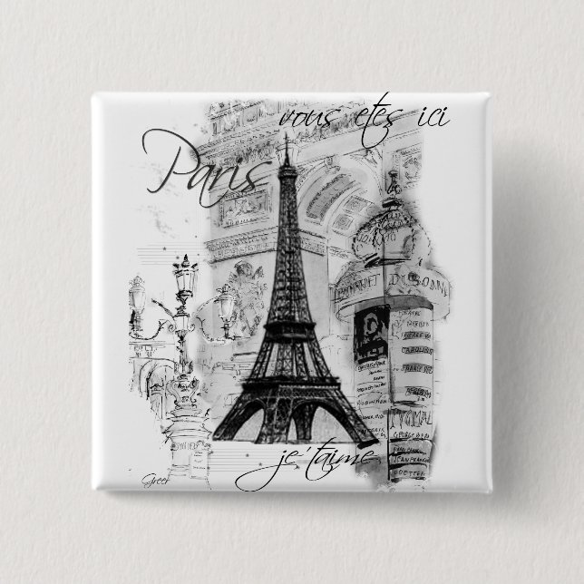 Scenkollet för Eiffel-Fransk i Paris Knapp (Framsida)