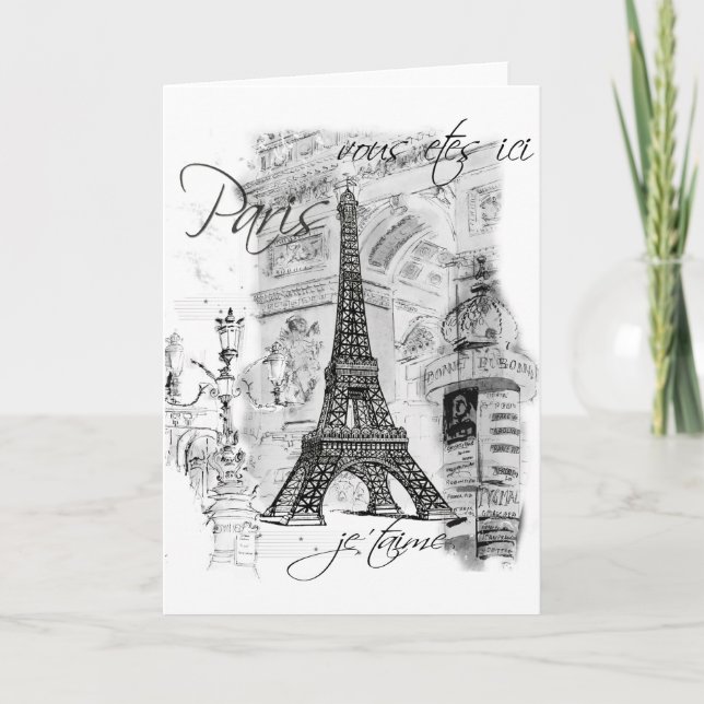 Scenkollet för Eiffel-Fransk i Paris Kort (Framsida)