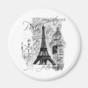 Scenkollet för Eiffel-Fransk i Paris Magnet