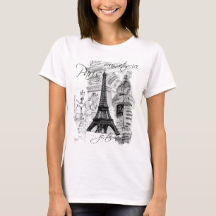 Scenkollet för Eiffel-Fransk i Paris T-shirt