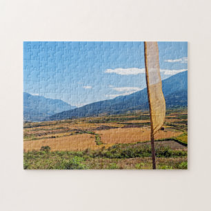 Scenlandskap på landsbygden Bhutan, Himalaya, Asie Pussel
