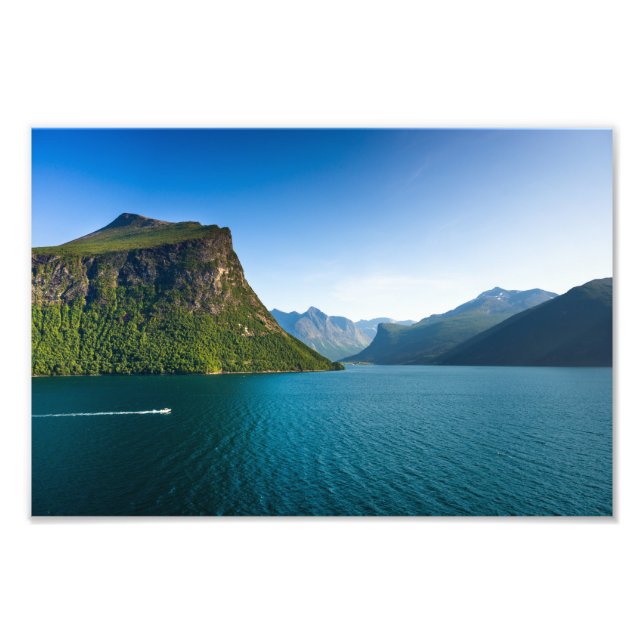 Scenska åsikter längs Nordfjord Fjord-Norgen Fototryck (Framsidan)