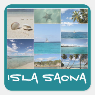 Scenskariskt karibiska öarna Saona Photo Collage Fyrkantigt Klistermärke