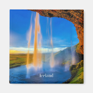 Scenskt Island, skogafoss-fotoWa Magnet
