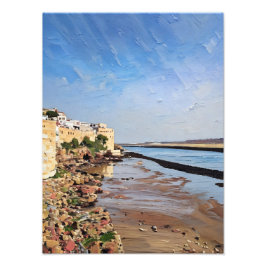 Scenskt kustläge med historiskt Byggnad Fototryck