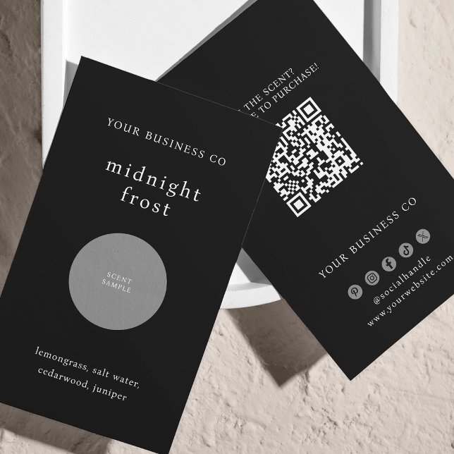 Scent exempel Fragrance Tester Black QR-kodkort Visitkort (Skapare uppladdad)