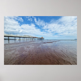 Scenvy över Paignton Pier under låg tid Poster