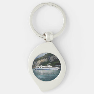 Scenvy över passagerarfartyg i Capri Italien Swirl Silverfärgad Nyckelring