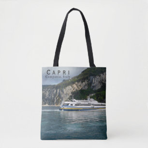 Scenvy över passagerarfartyg i Capri Italien Tygkasse