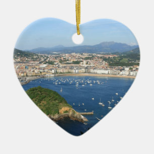 Scenvy över San Sebastian Baskque Land Spanien Julgransprydnad Keramik