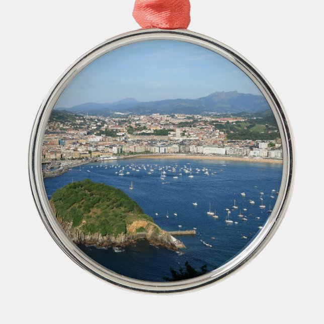Scenvy över San Sebastian Baskque Land Spanien Julgransprydnad Metall (Framsidan)