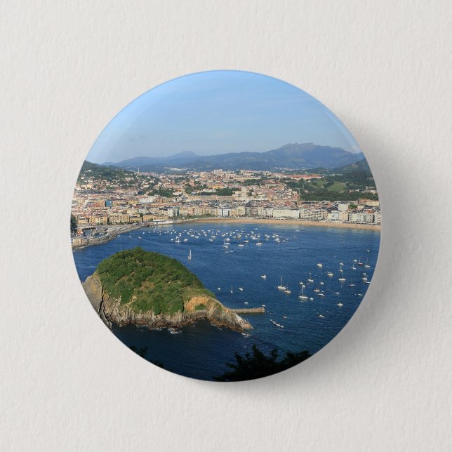 Scenvy över San Sebastian Baskque Land Spanien Knapp (Framsida)