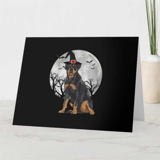 Scenweiler Hund Witch Hat Halloween Kort (Framsida)