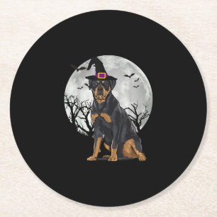 Scenweiler Hund Witch Hat Halloween Underlägg Papper Rund