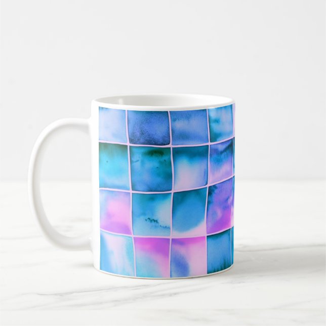 Schachbrettmuster Aquarell  Kaffemugg (Vänster)