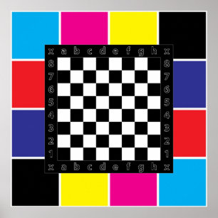schack bord om CMYK-bakgrund Poster
