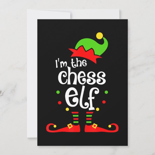 schack-elf jul familjevän julpresent julkort (Framsida)