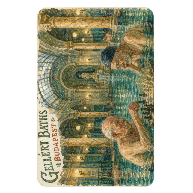 Schack i Gellertbadet Budapest Ungern Magnet (Vertikal)