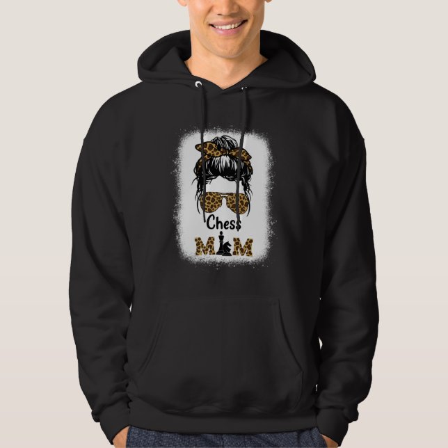 Schack Mamma Blekad Leopardtryck Kvinnor Schack Hoodie (Framsida)