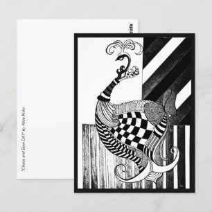 Schack och Bow DAY-illustration för påk i bläck Vykort