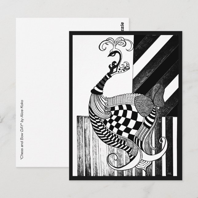 Schack och Bow DAY-illustration för påk i bläck Vykort (Fram/baksida)