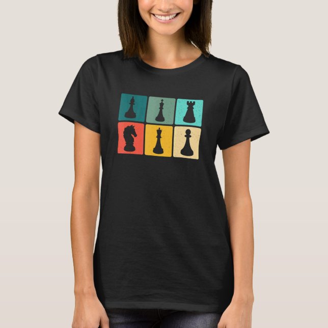 Schack Retro Grafisk Schackspelare Schackmatt Bräd T Shirt (Framsida)