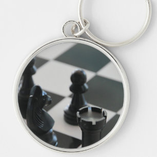Schack Rund Silverfärgad Nyckelring