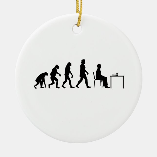 Schack - Schackspelare Evolution Julgransprydnad Keramik (Framsidan)