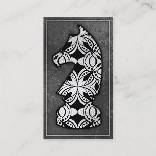 Schackbiet - mörk riddare 02 visitkort (Framsida)