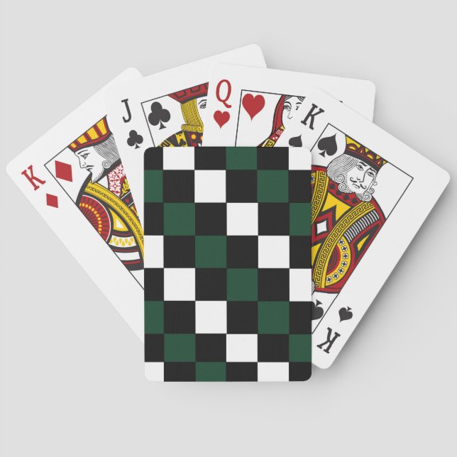 Schackbräda Vit Svart Grön Schackrutor Casinokort (Baksidan)