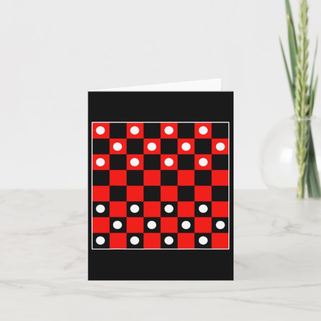 Schackbräde Checker Board Spel Svart Och Röd Hal Kort (Framsida)