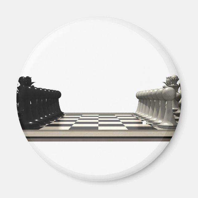 Schackbräde med schackpjäser: magnet (Framsidan)