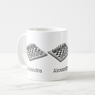 Schackbräde och schackpjäser Vintagekonst Kaffemugg