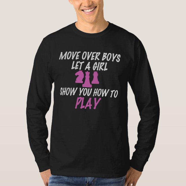 Schackflicka Flytta över pojkar Schackspelare T Shirt (Framsida)