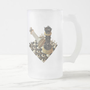 Schackgalning Frostat Ölglas