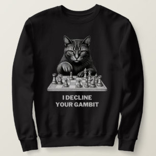 Schackkatten Avböjer Ditt Gambit Lång Ärmad Tröja