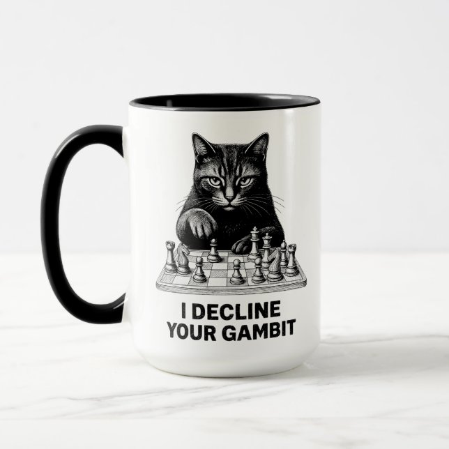 Schackkatten Avböjer Ditt Gambit Mugg (Vänster)