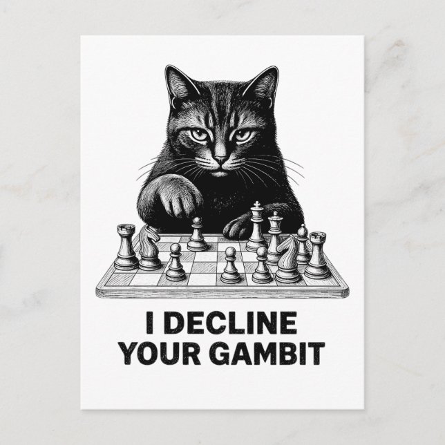 Schackkatten Avböjer Ditt Gambit Vykort (Framsida)