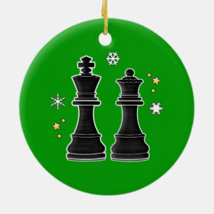 Schackkung och drottning på Christmas. Julgransprydnad Keramik